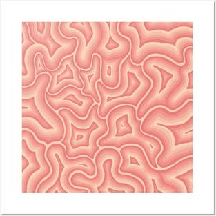 Coral Sunset Groovy Liquid Marble Swirl Posters and Art